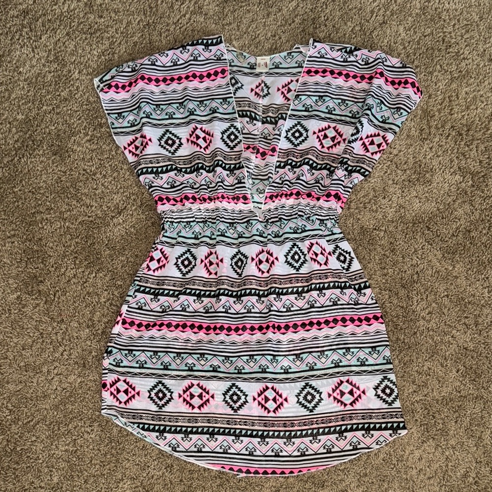 Tribal Print Coverup with Pink and Black Accents